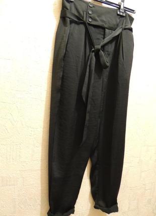 Летние брюки из струящейся ткани высокая талия1 фото