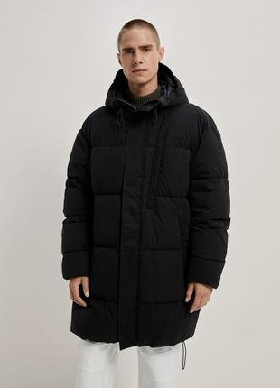 1, теплая черная мужская зимняя длинная  куртка парка zara  размер xl2 фото