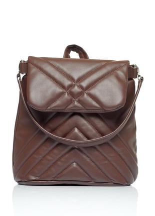 Жіночий рюкзак-сумка sambag loft стьобаний шоколадний4 фото