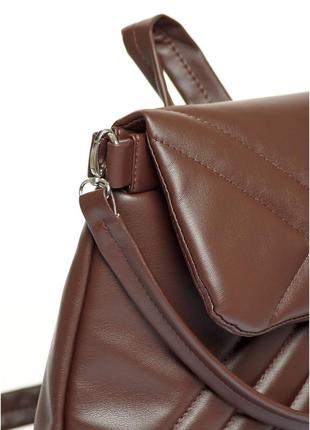 Жіночий рюкзак-сумка sambag loft стьобаний шоколадний5 фото