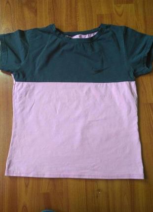 Футболка розово-серая