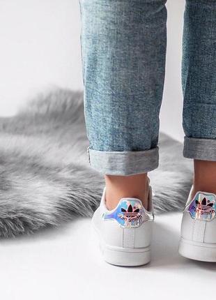 Стильные кожаные женские кеды adidas stan smith в белом цвете /весна/лето/осень😍4 фото