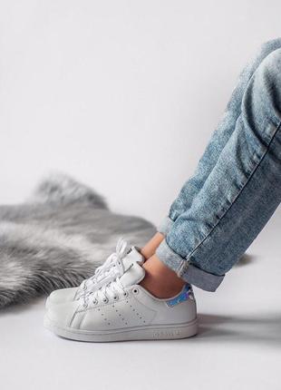 Стильные кожаные женские кеды adidas stan smith в белом цвете /весна/лето/осень😍6 фото