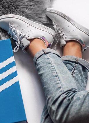 Стильные кожаные женские кеды adidas stan smith в белом цвете /весна/лето/осень😍7 фото