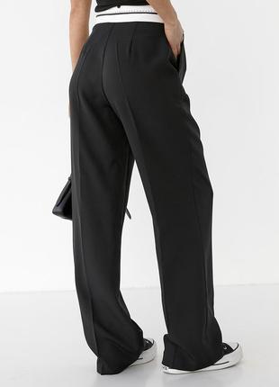 Классические прямые брюки с высокой посадкой - черный цвет, l (есть размеры)2 фото