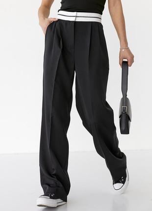 Класичні прямі штани з високою посадкою — чорний колір, l (є розміри)
