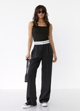 Классические прямые брюки с высокой посадкой - черный цвет, l (есть размеры)3 фото