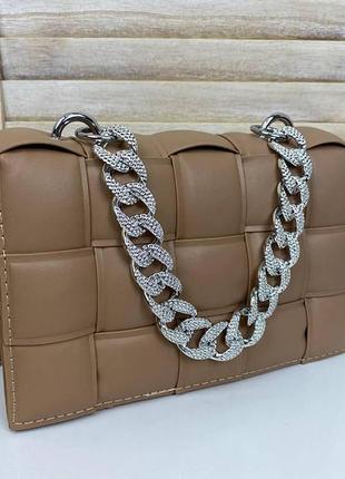 Стеганая женская мини-сумочка клатч с цепочкой, маленькая качественная сумка плетеная