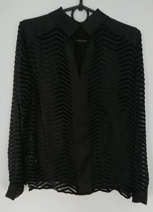 Эффектная блуза с воротом in wear/ полупрозрачная нарядная рубашка #55%шелк, вискоза#7 фото