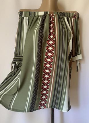 Блузка у смужку на плечі рукава на зав’язках з італії3 фото