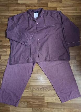 Комплект піжамний чоловічий піжама 3xl з змішаної тканини бавовна/поліестер великий розмір