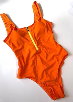 Сдельный купальник сдельный с молнией из бифлекса оранжевый