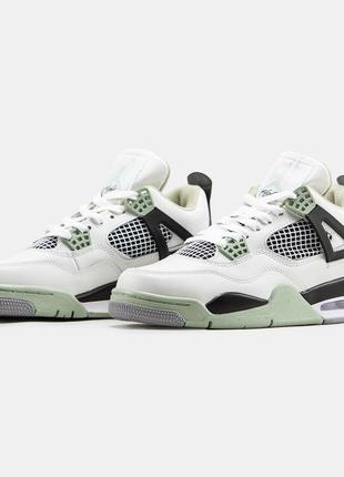 Мужские высокие кожаные кроссовки nike air jordan 4 seafoam#найк