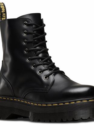 Черевики  dr. martens jadon platform boots black polished smoot   орігинал3 фото