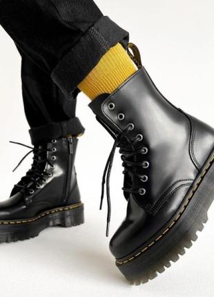 Черевики  dr. martens jadon platform boots black polished smoot   орігинал2 фото