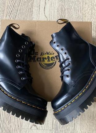 Черевики  dr. martens jadon platform boots black polished smoot   орігинал5 фото