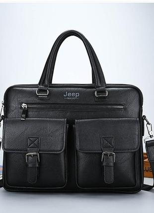 Мужской стильный черный кожаный деловой брендовый офисный портфель. мужская сумка для документов ноутбука