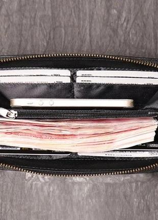 Мужской кожаный классический черный клатч кошелек гаманець портмоне из натуральной кожи8 фото