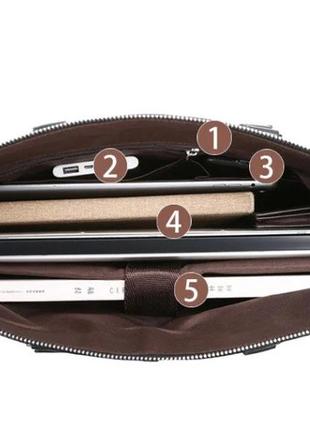 Мужской стильный кожаный деловой офисный коричневый портфель. мужская сумка для документов ноутбука планшета8 фото