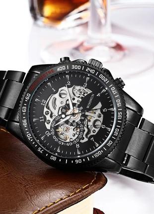 Механические мужские стильные наручные часы winner skeleton1 фото