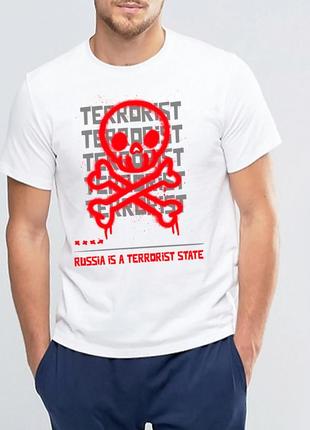 Футболка з патріотичним принтом "terrorist. russia is a terrorist state" push it