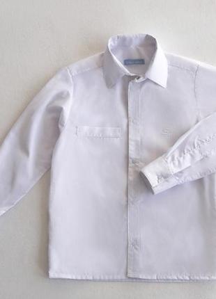 Детская белая рубашка smiletime для мальчика длинный рукав на кнопках размер 104