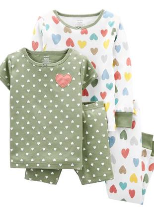 Комплект з 2-х піжамок з сердечками з бавовни чудової якості від carter’s, америка