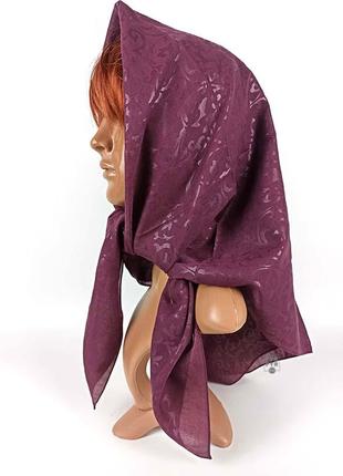 Батистова тонка бавовняна хустка платок на голову шию однотонна фіолетова нова3 фото