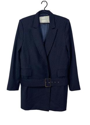 Стильное шерстяное удлиненное двубортное пальто пиджак7 фото