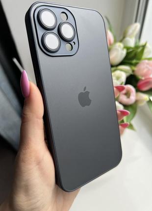 Чехол стеклянный матовый iphone 13 pro max 3