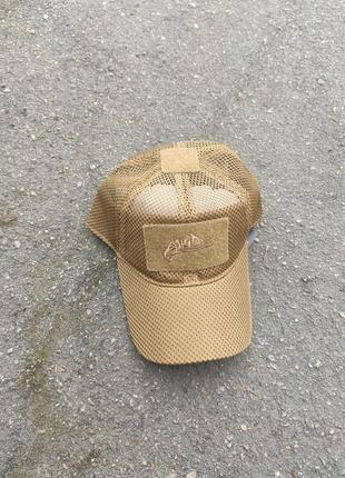 Тактична бейсболка/ кепка helikon з панелями velcro coyote
