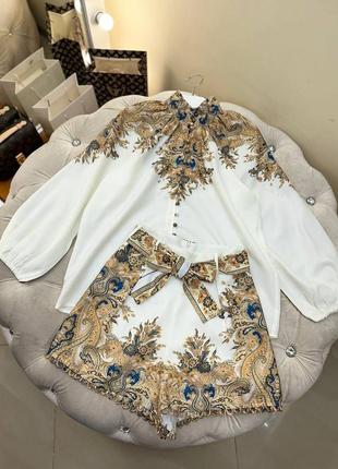Женский брендовый костюм шорты + блуза из льна zіmmеrmаn2 фото