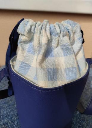 Сумка miniso.сумка бочонок сумка синего цвета. сумка мешочек.2 фото