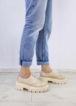 Стильные лаковые кожаные женские туфли броги bro в наличии и под отшив💙💛🏆5 фото
