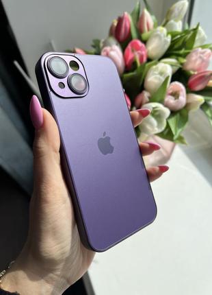 Чехол стеклянный матовый iphone 14 2