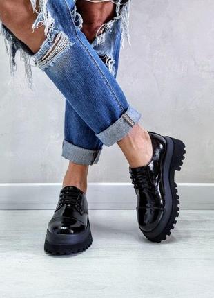Стильные лаковые кожаные женские туфли броги bro в наличии и под отшив💙💛🏆8 фото