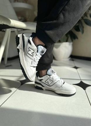 👟кроссовки кожаные женские nb 550 white black