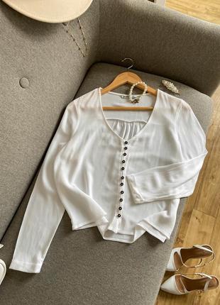 Базова біла блуза на ґудзиках1 фото