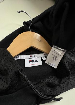 Fila черное прямое спортивное мини платье с лого и лампасами, платье с сетчатым капюшоном и рукавами9 фото