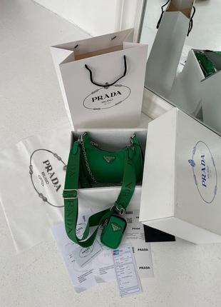 Сумка 👜 prada re-edition 2005 green9 фото