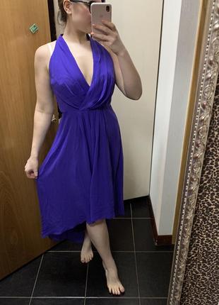 Фиолетовое вечернее платье,сарафан фиолетовый,платье миди10 фото