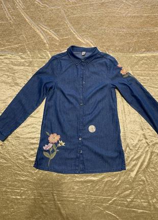 Джинсовое платье-рубашка gap с вышивкой паетками на 10-11 лет5 фото