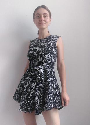 Черное платье мини короткое платье h&amp;m платье в принт пышное натуральное платье вискоза1 фото