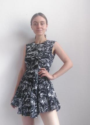Черное платье мини короткое платье h&amp;m платье в принт пышное натуральное платье вискоза2 фото