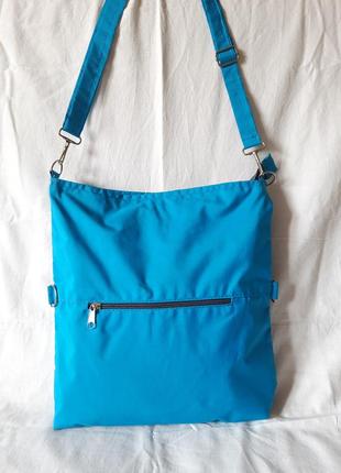 Сумка клатч літня тканинна легка блакитна з карманом довга ручка недорого2 фото
