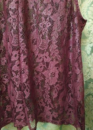Красивая кружевная майка блузка винного цвета с серебристым напылением next3 фото
