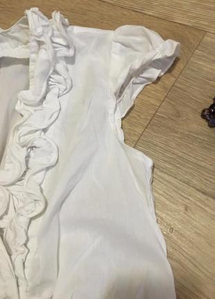 Біла ділова блуза з коротким рукавом3 фото