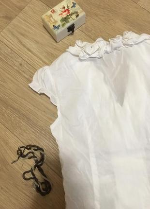 Біла ділова блуза з коротким рукавом7 фото
