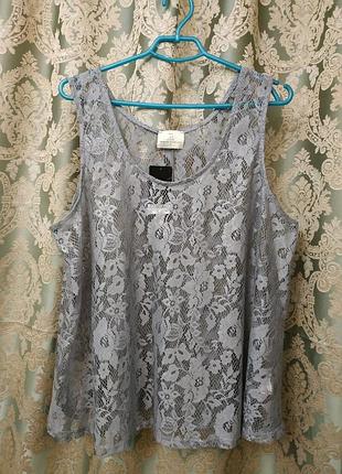 Красивая кружевная майка блузка с серебристым напылением next