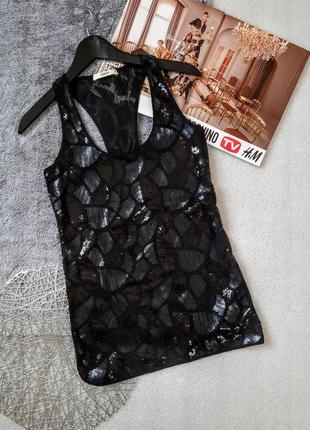 Стильний топ з пайєтками  чорна майка